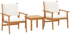 vidaXL Kerti Kanapé Szett 3 pcs Krémszín Tömör Akácfa