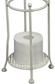 Vintage fém álló WC papír tartó 70 cm antik fehér