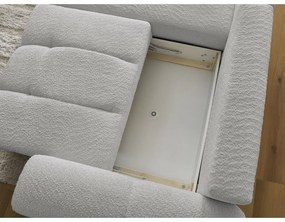 Világosszürke buklé kinyitható-tárolóhelyes sarokkanapé (bal oldali-heverő résszel) Roxelane – Bobochic Paris