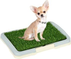 PawHut Kutyai WC Litter Box Mesterséges Fű Szőnyeggel, Rács Panelem és Tálcával, Képzéshez, 46,5 x 34 cm | Aosom