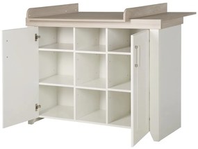 Fehér alacsony gyerek komód pelenkázó feltéttel szilfa dekorral 120x98 cm Felicia – Roba