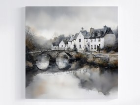 Poszter Anglia Falu Házak Falu Folyó Híd Nosztalgia 80x80