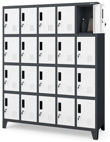 Rekeszes szekrény ROBERT, 1360 x 1720 x 450 mm, antracit-fehér