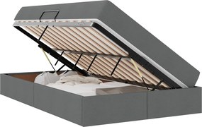 vidaXL Ágy tárolóval és matraccal Sötétszürke 120 x 200 cm Poliészter