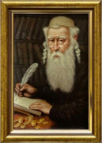 Vászonkép 18x13 Pénzszámláló Zsidó Arany Díszített Fa Keret