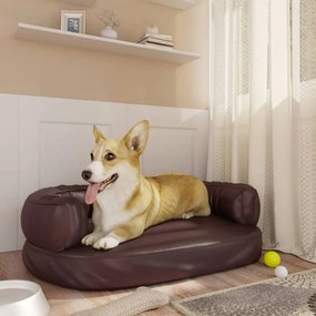 Barna ergonomikus műbőr kutyaágy 60 x 42 cm