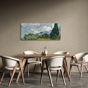 Kép - Vincent van Gogh, Wheat Field with Cypresses, reprodukciók (120x50 cm)