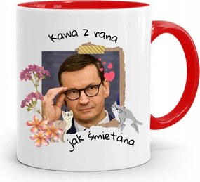 Piros Politikus Bögre Mateusz Morawiecki Miniszterelnök fényképes nyomtatással