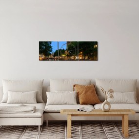 Éjszakai történelmi város képe (órával) (90x30 cm)