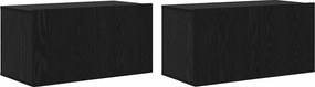 vidaXL TV szekrény garnitúra 2 pcs Fekete 60 x 30 x 30 cm Faanyag
