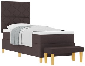 Bonell rugós ágy matraccal és paddal Sötétbarna 80x200 cm Szövet