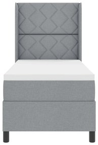 Boxspring Ágy Matraccal és LED Fénnyel Szürke 90x190 cm Szövet