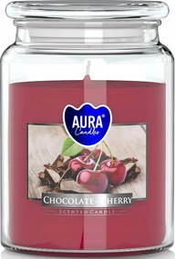 Nagy Illatgyertya Üvegben Fedéllel |~100h| Csokoládé Cseresznye