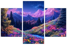 Kép - Lila táj teljes holdfénynél (90x60 cm)