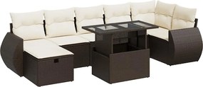 vidaXL 8 részes barna polyrattan kerti ülőgarnitúra párnákkal
