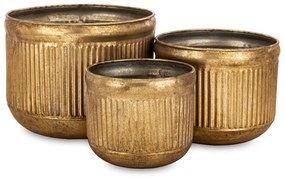 Kaspó szett 3 db-os arany fém 19x24x24 16x19.5x19.5 13.5x15.5x15.5cm