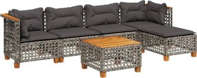 vidaXL 6 részes szürke polyrattan kerti ülőgarnitúra párnákkal