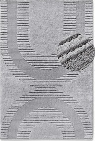 Plüss szőnyeg nappaliba 200x280cm, szürke modern boho 3D minta