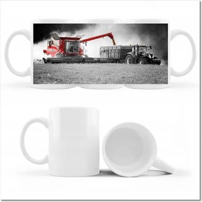 Fényképes bögre Piros kombájn Aratás