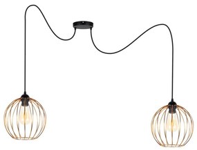 Csillár zsinóron MATT 2xE27/60W/230V pók fekete/réz