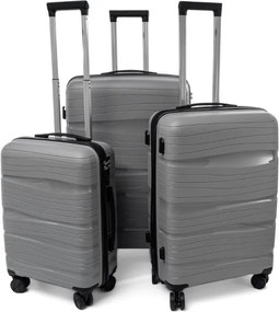 Szürke 3 darabos luxus keményfedeles bőröndkészlet "Royal" – M, L, XL