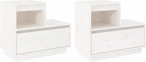 vidaXL 2 db fehér tömör fenyőfa éjjeliszekrény 60 x 34 x 51 cm