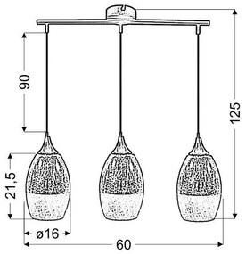 Csillár zsinóron CELIA 3xE27/60W/230V