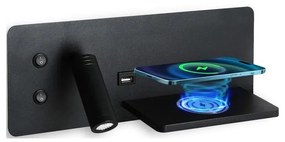 Immax 08287L-LED Fali lámpa polccal, USB-vel és vezeték nélküli töltéssel LED/3W/230V + LED/3W