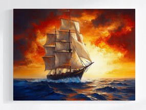 Poszter Tenger Óceán Hajó Vitorlás Naplemente 80x60