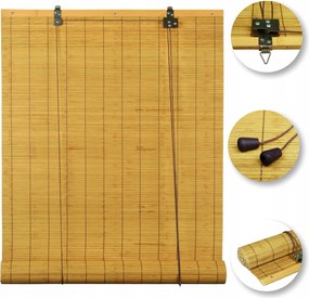 Bambusz félsötétítő roló Beltéri redőny Világos Barna 100x240 cm