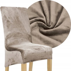 XXL Méretű, Ferde Székhuzat Bézs Velúr Plüssz, Rugalmas, Csúszásgátló