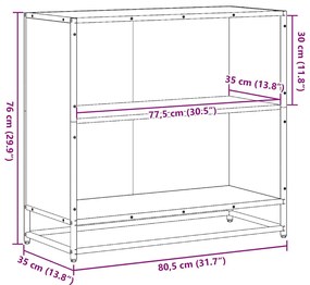 füstös tölgy színű szerelt fa könyvszekrény 80,5x35x76 cm