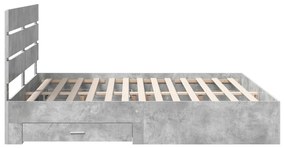 vidaXL Ágykeret fiókkal fejtámlával Beton Szürke 180 x 200 cm Faanyag