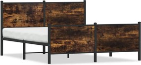 vidaXL füstös tölgy színű fém ágykeret matrac nélkül 137 x 190 cm