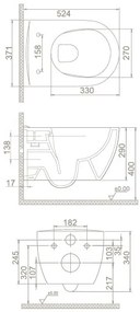 CeraStyle CITY fali WC - perem nélküli - rimless - rejtett szerelésű - mély öblítés - 53 cm