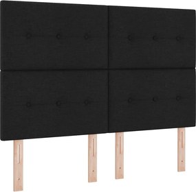 vidaXL Boxrugós ágy matracmal leddel Fekete 140 x 190 cm szövet