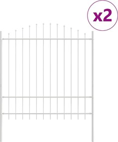 vidaXL Kerti Kerítés 2 pcs Fehér 170 x 215 cm Porszórt acél