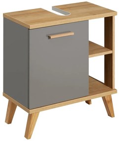 Szürke mosdó alatti szekrény tölgyfa dekorral 60,5x65 cm Quickset 924 – Pelipal