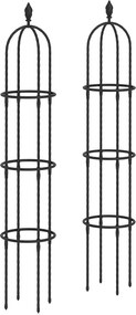 Outsunny 2 db acél kerti obeliszk, 174 cm – kúszónövény-, rózsa- és zöldségtámasz, fekete | Aosom