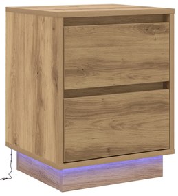 Éjjeli Szekrények LED világítással 2 db Kézműves tölgy 39x34.5x50 cm