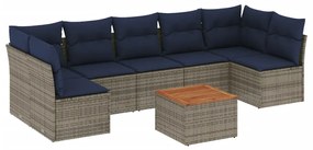 8 részes szürke polyrattan kerti ülőgarnitúra párnával