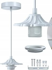 Mennyezeti Lámpa Függő E27 Fehér Fém Lámpabúra Csillár 12 x 120 cm