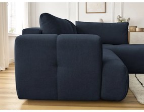 Sötétkék kinyitható-tárolóhelyes sarokkanapé (jobb oldali-L alakú) Fuji – Bobochic Paris