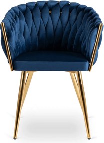 Fonott bársony szék sötétkék színben, CAPI