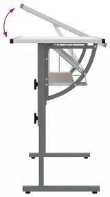 fehér-szürke szerelt fa és acél íróasztal 110 x 53 x (58-87) cm