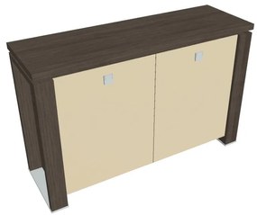 Verno+ alacsony szekrény 140 x 46 x 90 cm, üvegajtó, antracit tölgy / vanília