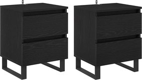 vidaXL Éjjeliszekrény 2 pcs Fekete tölgy 40 x 35 x 50 cm Faanyag