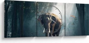Elefánt a dzsungelben képe (órával) (90x30 cm)