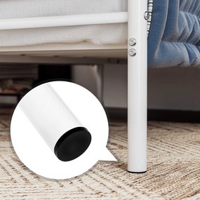 Egyszemélyes ágykeret, fém ágykeret, fehér