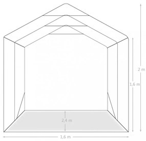 zöld PVC sátorgarázs 1,6 x 2,4 m